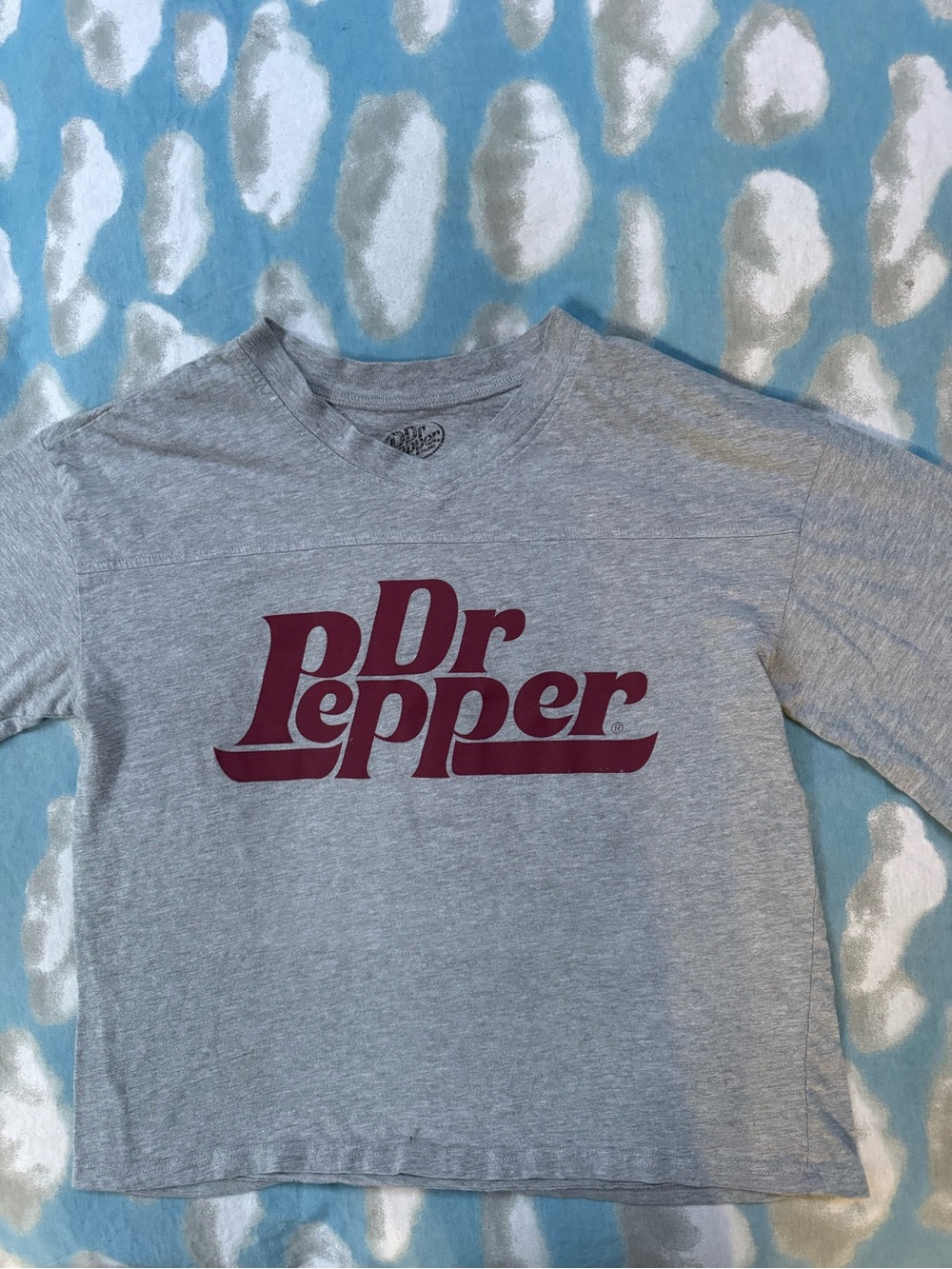 Dr Pepper Heather Gray V-Neck Graphic Spirit Jersey Tee Est 1885 Size XS